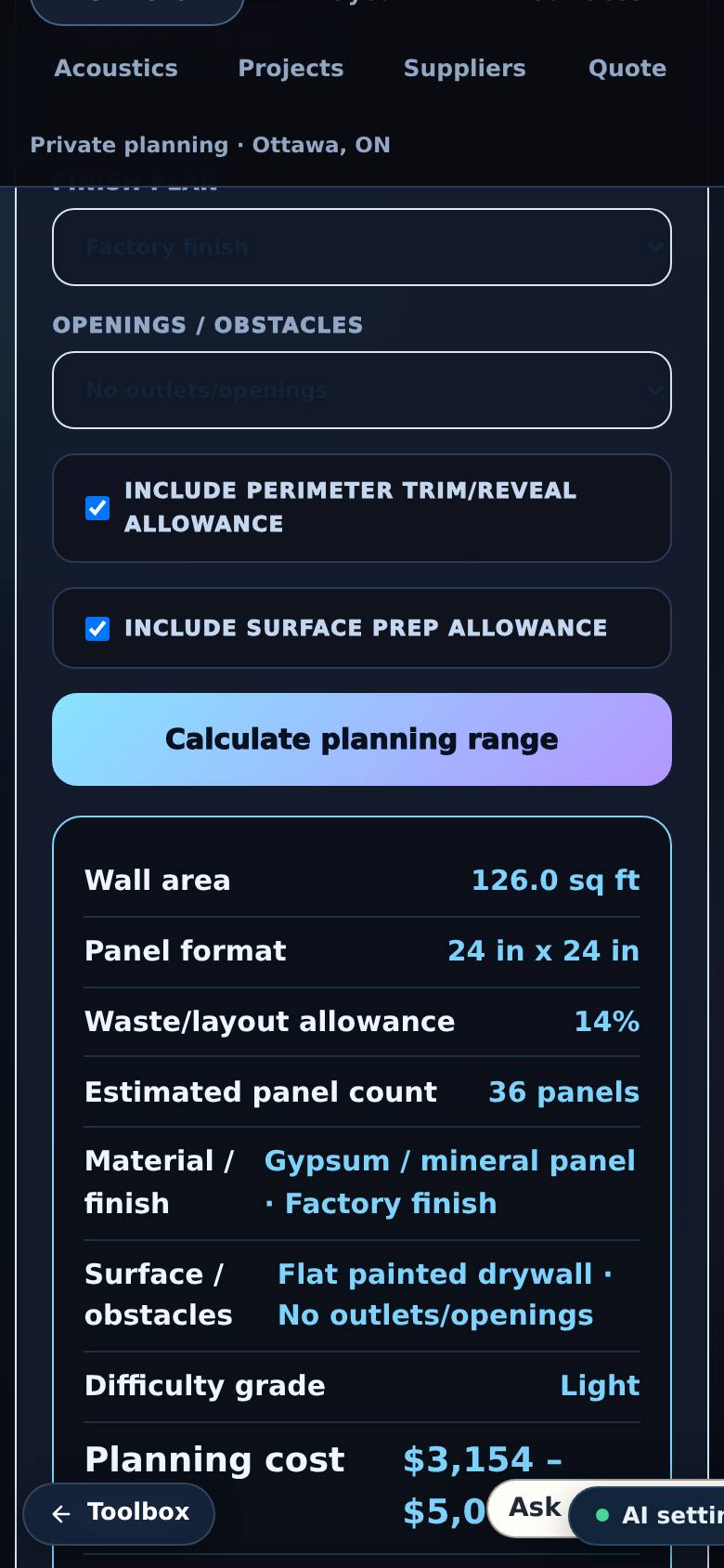 How many panels, the layout and a planning range — not a quote.