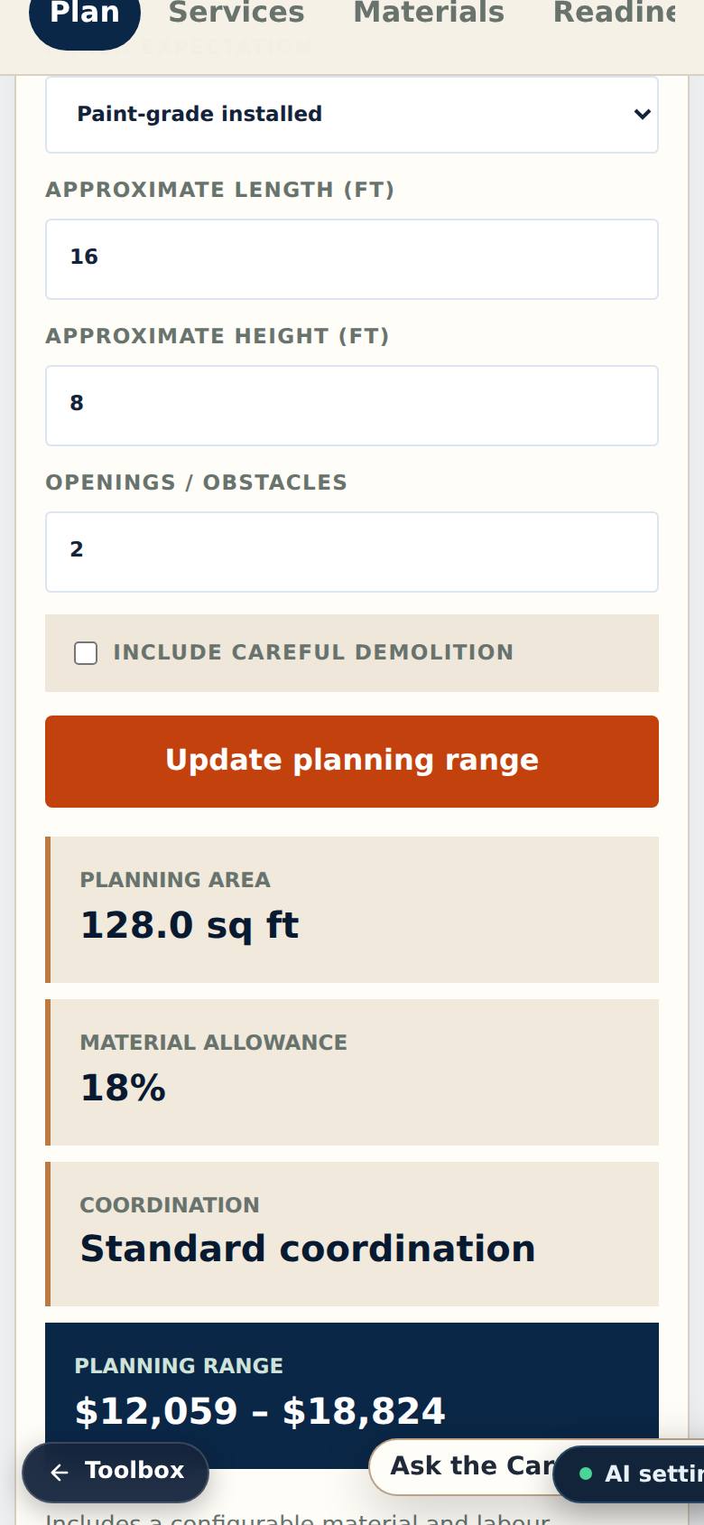 A planning range for that work — not a quote.
