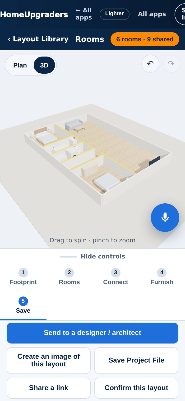 The project file downloads to your phone (layout-rooms-2026-09-23.json).