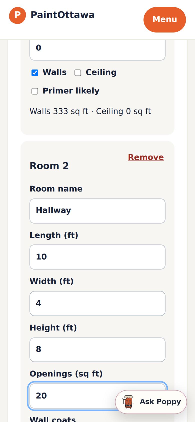 Room 2 appears under Room 1.